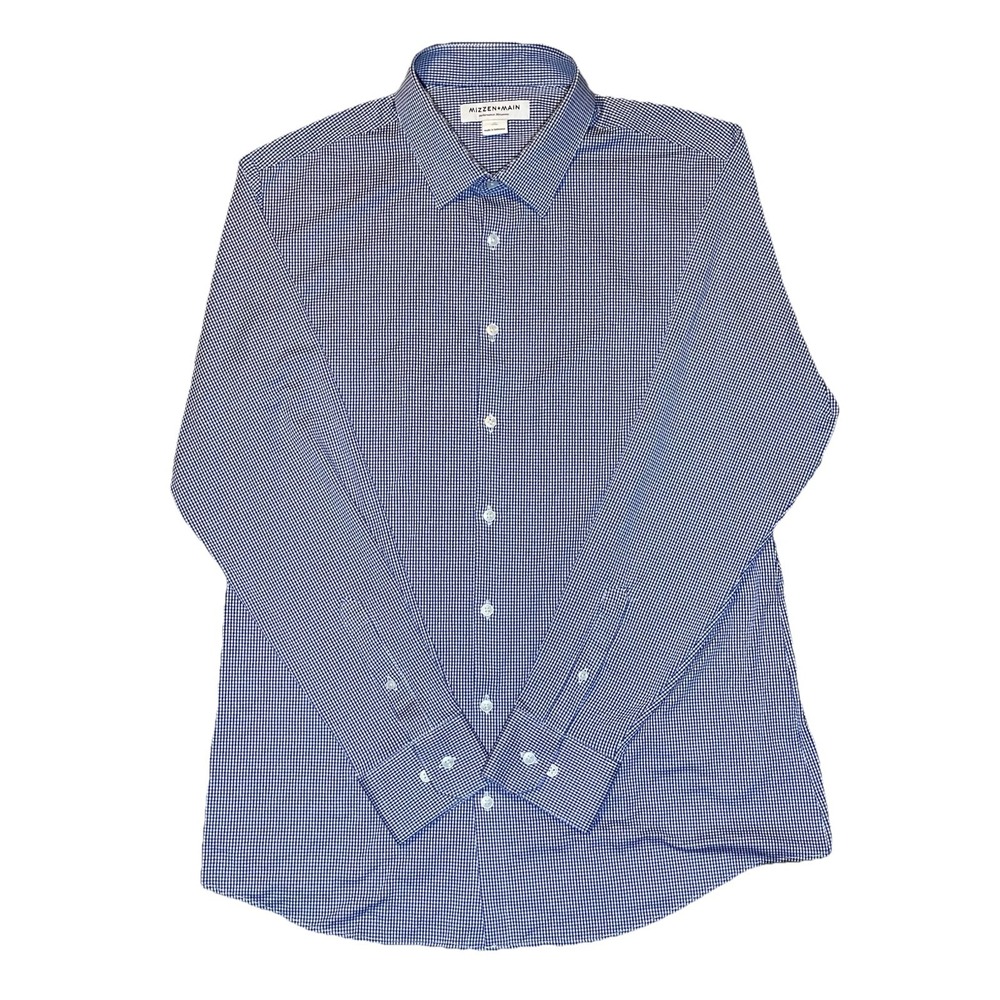Mizzen+Main Performance Menswear Button Up Shirt Men's XL Checkered Trim‎ Fit